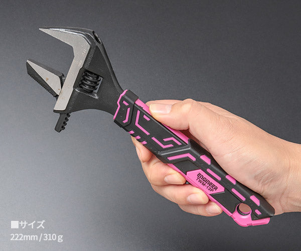 エンジニア ハイブリッドモンキー 222mm ピンク TWM-13P (4989833063603) ENGINEER モンキー&パイプ兼用 ネジレスQ搭載 スリムグリップ