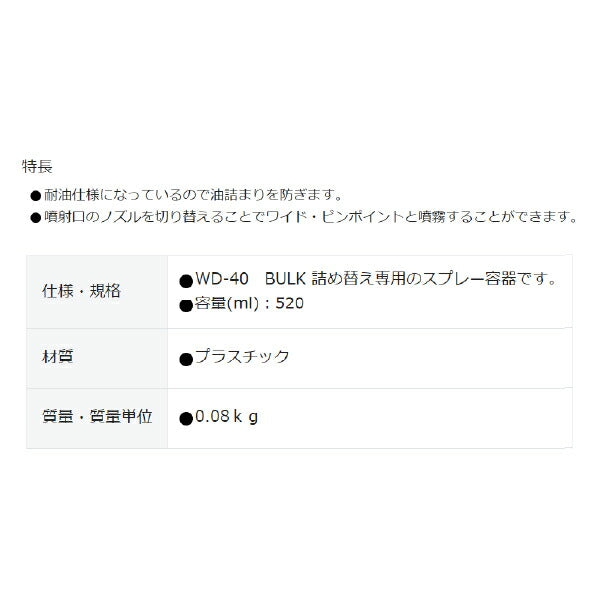 WD-40 WDSPA スプレー容器(アプリケーター)万能タイプのMUPシリーズ BULK専用詰め替え容器 メテオAPAC