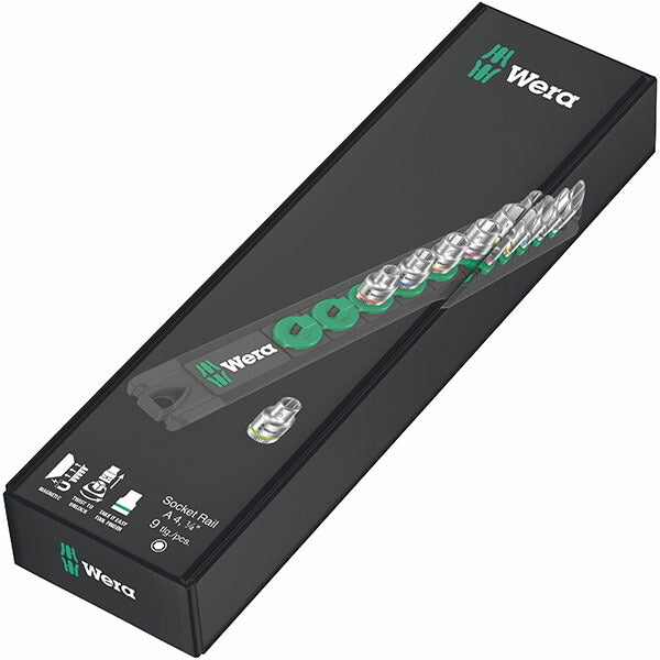 日本正規品 ヴェラ ソケットレンチセット 1/4SQ 5-13 9点入 レール付 (005400)(4013288223197) ベラ Wera