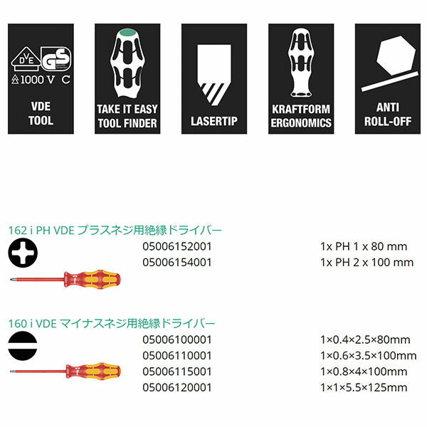 日本正規品 ヴェラ 6本組絶縁ドライバーセット + - ラック付 (006145)(4013288027887) ベラ Wera