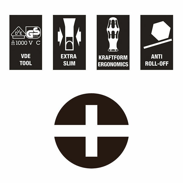 日本正規品 ヴェラ #1x 80mm (プラス・マイナス)ドライバー(絶縁/先細型) (006455)(4013288160201) ベラ Wera