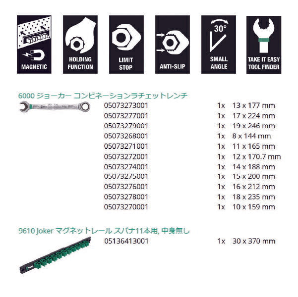 日本正規品 Wera 020014 6000 ジョーカー 進化系ギアレンチ ミリサイズフルセット コンビネーションレンチラチェットレンチ 11本組 05020014001 ヴェラ ベラ