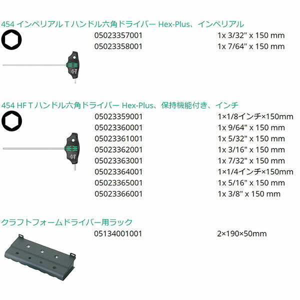 日本正規品 ヴェラ 10本組T型レンチセット HEX インチ ラック付 (023451)(4013288214836) ベラ Wera