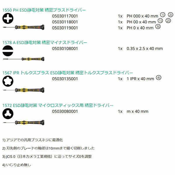 日本正規品 ヴェラ 6本組 ドライバー(精密/ESD) (030180)(4013288194787) ベラ Wera