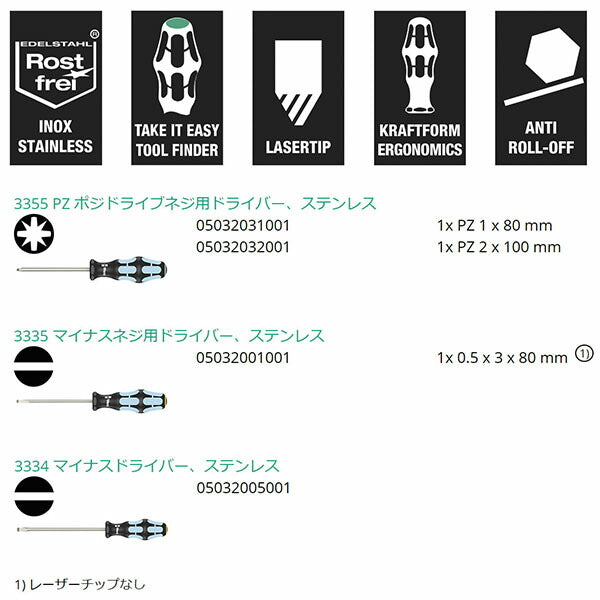 日本正規品 ヴェラ 6本組 (+ - PZ)ドライバー(ステンレス) (032063)(4013288111739) ベラ Wera