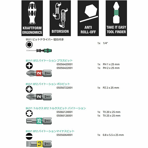 日本正規品 ヴェラ 6本組ビットドライバーセット (051510)(4013288226556) ベラ Wera