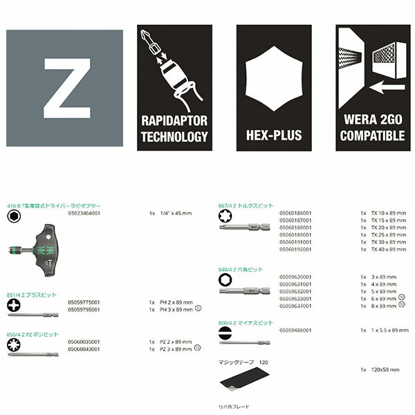 日本正規品 ヴェラ T型ドライバーセット(差替式) (057470)(4013288214546) ベラ Wera