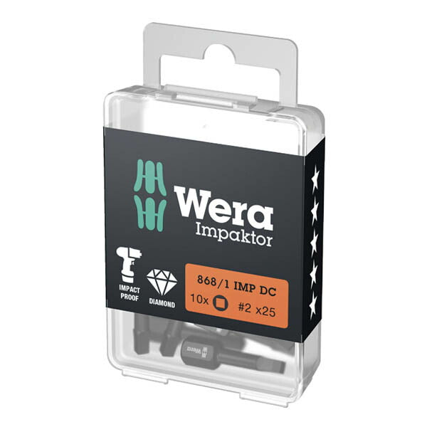 日本正規品 ヴェラ 四角インパクトビットセット SQ2X25mm 10本 (057631)(4013288157478) ベラ Wera