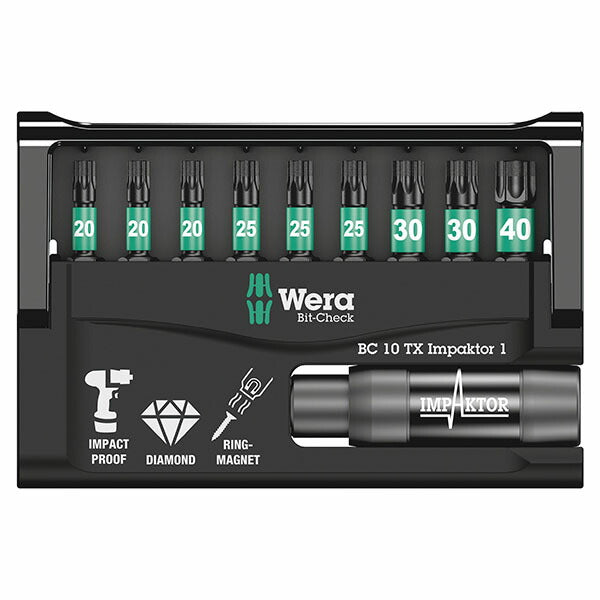 日本正規品 ヴェラ インパクター ビットチェック トルクスビットセット10点 (057688)(4013288163394) ベラ Wera