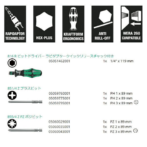日本正規品 Wera 059297 特殊ビット 差替えドライバーセット 33点セット ラピダプタクイックチェンジホルダー 05059297001 ヴェラ ベラ