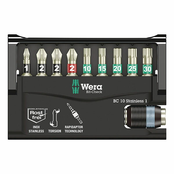 日本正規品 ヴェラ ビットチェック ビットセット ステンレス 10点 (071110)(4013288111494) ベラ Wera