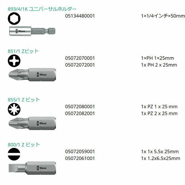 日本正規品 ヴェラ ビットチェック ビットセット #1 7点 SB (073406)(4013288036186) ベラ Wera