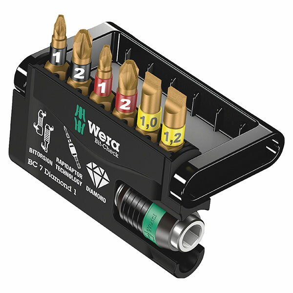 日本正規品 ヴェラ バイトーションダイヤモンドビットチェック 7本 SB (073419)(4013288183682) ベラ Wera