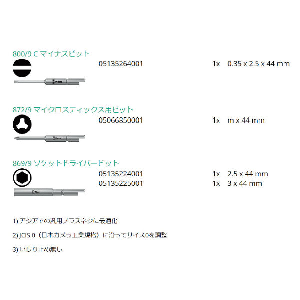 日本正規品 Wera 073676 精密ドライバーハンドル+ビットセット11本組 ポーチ付き プラス・マイナス・トルクス・特殊 05073676001 ヴェラ ベラ
