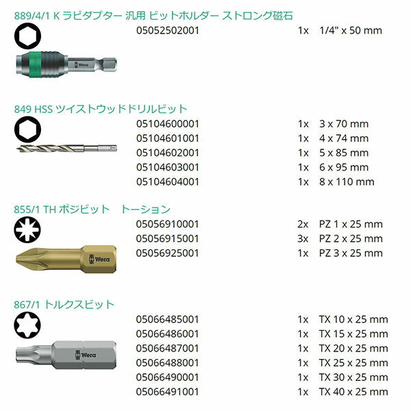 日本正規品 ヴェラ 17本組 ドリル・ドライバーセット(木工用) (104653)(4013288111661) ベラ Wera