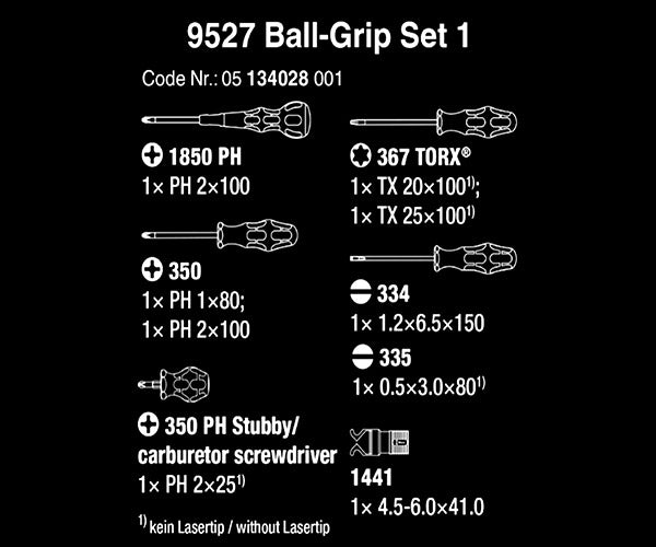 日本正規品 Wera 限定 9点 ボールグリップセット プラス/トルクス/マイナス+ねじホルダー 134028(05134028001)箱入り特別企画 国内入荷分エヒメマシン限定販売