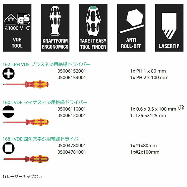日本正規品 ヴェラ 6本組絶縁ドライバーセット + - SQ ラック付 (347777)(4013288122957) ベラ Wera