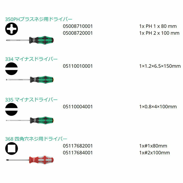 日本正規品 ヴェラ 6本組ドライバーセット(+ - SQ) (347778)(4013288122735) ベラ Wera