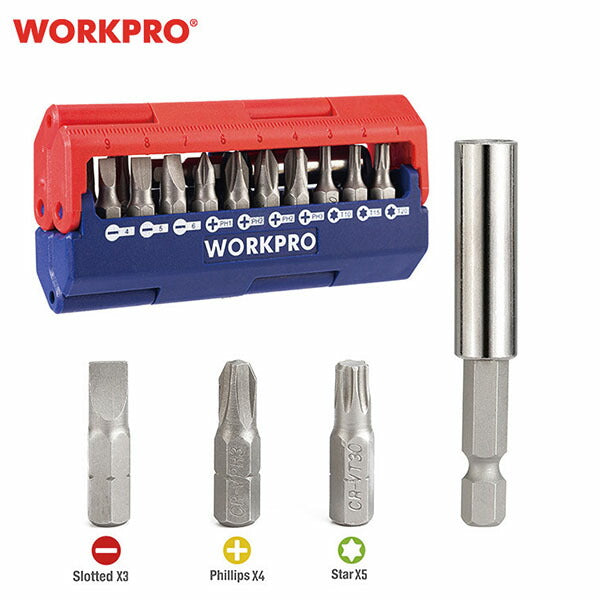 【11月の特価品】ワークプロ ホルダー付ビットセット 13PC (WP221062)(6914280006963) WORKPRO
