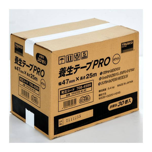 TRUSCO 養生テープ PRO ホワイト 47mm×25m 30巻入り まとめ買い (YP4725-W-30)(4550414300754) トラスコ中山