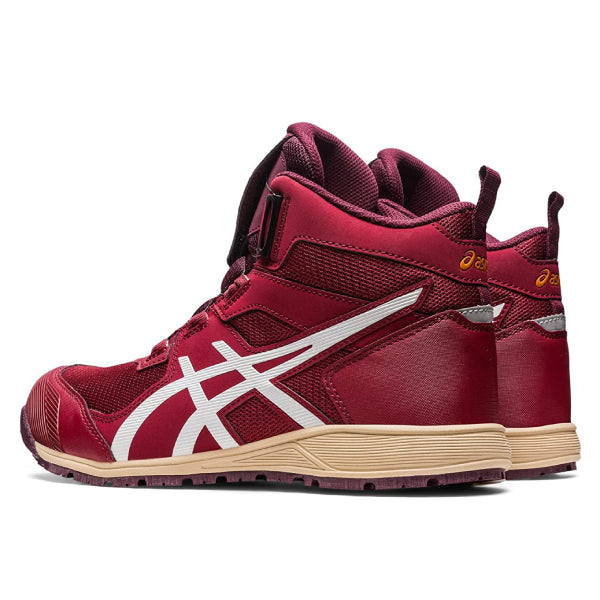 アシックス 安全靴 ウィンジョブ CP214 TS BOA ビートジュース×ホワイト (1271A056.600) ASICS おしゃれ かっこいい 作業靴 スニーカー 赤 白 2E ミッドカット ハイカット