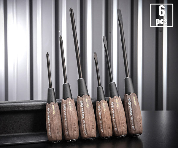 VESSEL ウッディ貫通ドライバー 6本組 NO.336PS ベッセル