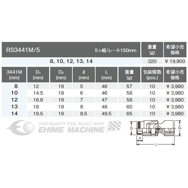 コーケン 9.5sq. ナットグリップユニバーサルソケット 3441M-10 Ko-ken 工具