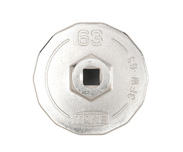 TONE オイルフィルターレンチ 14角 外径72mm 全高35mm 差込角9.5mm 対辺寸法63mm (3FW-63)(4953488430837) トネ