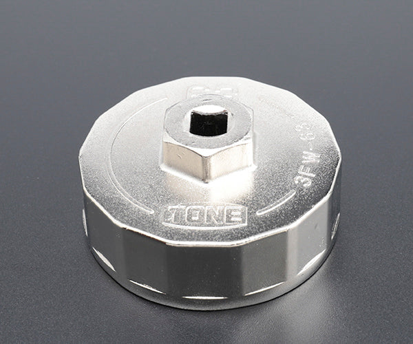 TONE オイルフィルターレンチ 14角 外径72mm 全高35mm 差込角9.5mm 対辺寸法63mm (3FW-63)(4953488430837) トネ