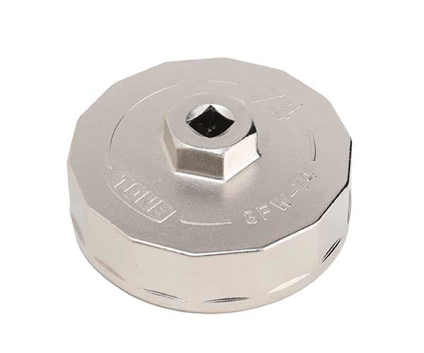 TONE オイルフィルターレンチ 14角 外径82mm 全高35mm 差込角9.5mm 対辺寸法74mm (3FW-74)(4953488430851) トネ