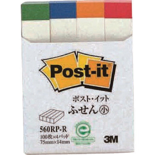 3M ポスト・イット 75X14mm 100枚X4パッド レインボー 560RP-R スリーエム