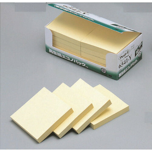 3M ポスト・イット 75X75mm 100枚X10パッド イエロー 6541-Y スリーエム