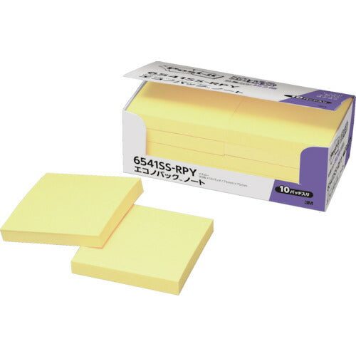 3M ポスト・イット 強粘着 75X75mm イエロー 10パッド=900枚入 6541SS-RPY スリーエム