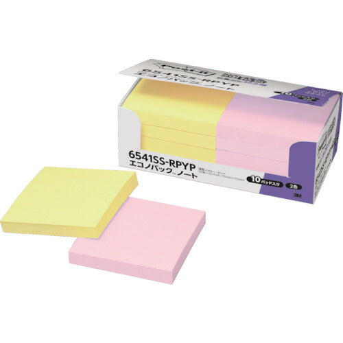 3M ポスト・イット 強粘着 75X75mm 2色混色(10パッド=900枚入) 6541SS-RPYP スリーエム