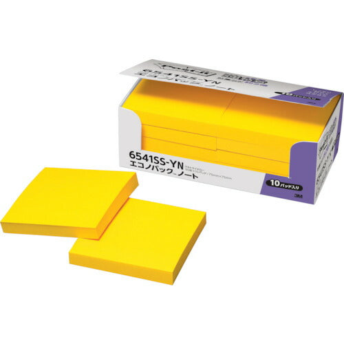 3M ポスト・イット 強粘着 75X75mm 90枚X10パッド イエロー 6541SS-YN スリーエム