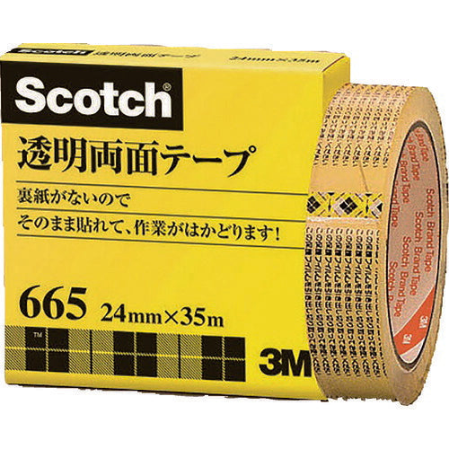 3M 透明両面テープ ライナーなし 24mmX35m 巻芯径76mm 665-3-24 スリーエム