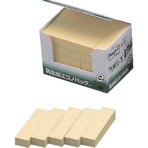 3M ポスト・イット 50X15mm 100枚X25パッド イエロー 7001-Y スリーエム