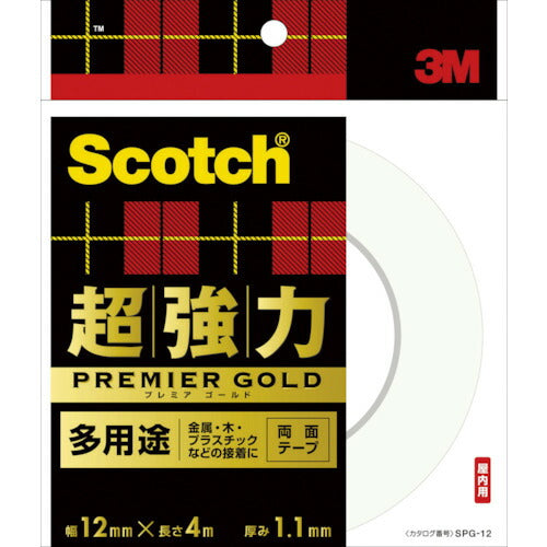 3M スコッチ 超強力両面テープ プレミアゴールド 多用途 12mm×4m SPG-12 スリーエム