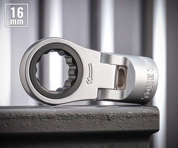 TONE フレックスラチェットめがねソケット 対辺寸法16mm 差込角9.5mm (3RM-16F)(4953488417364) トネ