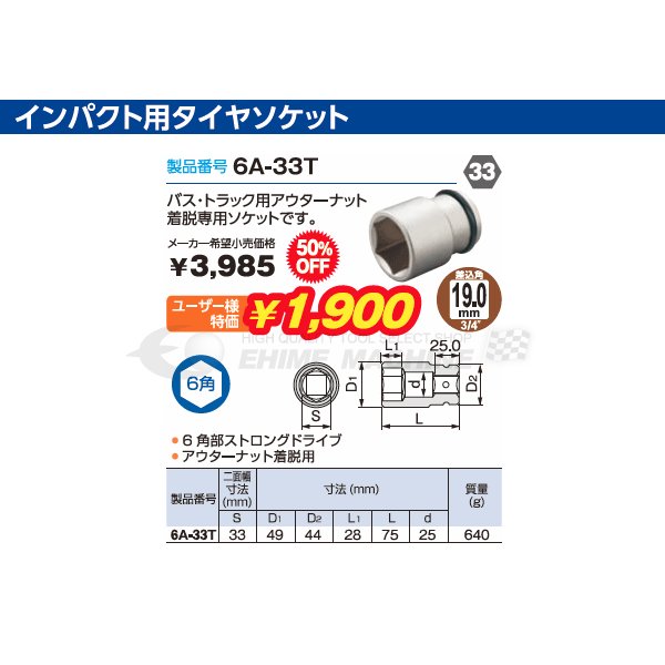 トネのインパクト用タイヤソケットの画像2
