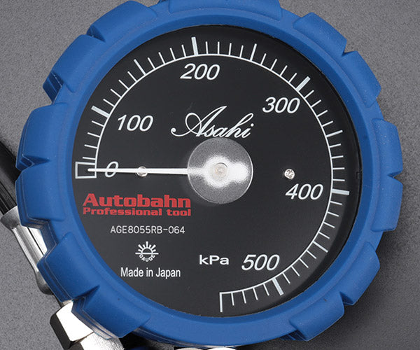 ASAHI ゲージボタル x アウトバーン ロイヤルブルー 550kPa ダブルチャック仕様 蓄光メーター タイヤゲージ 日本製 特別仕様 旭産業 アサヒ (AGE8055RB-2)(4589470958050) Autobahn
