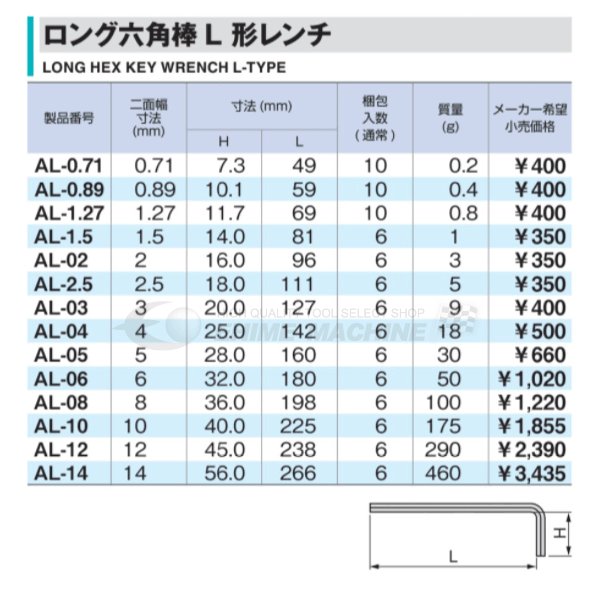 TONE マスターツールロング六角棒L形レンチ 0.89mm (AL-0.89)(4953488085716) トネ
