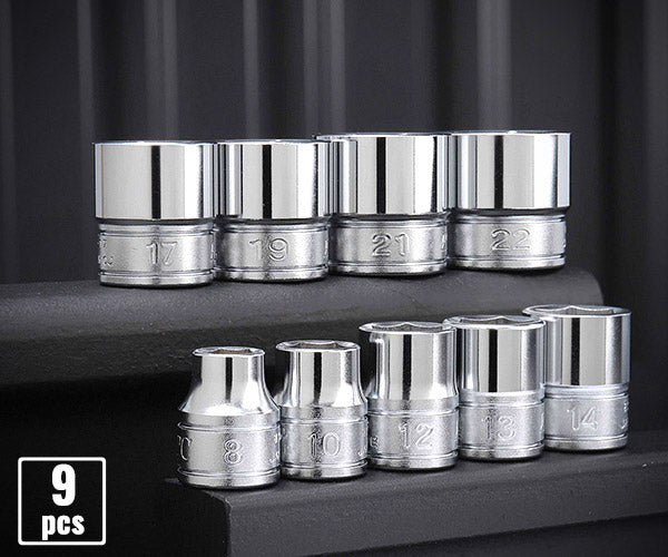 KTC B3-9P ソケット9点セット 9.5sq(3/8) B3-08/10/12/13/14/17/19/21/22 BR390対応 エヒメマシンオリジナルセット 定価合計8,602円(税込/2025-09-23時点)