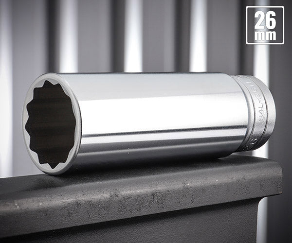 KTC ディープソケット 差込角12.7mm(12.7sq.)(1/2) サイズ26mm 十二角 (B4L-26W)(4989433135410) 京都機械工具