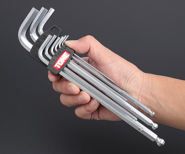 TONE ボールポイント六角棒レンチセット マスターツールロングボールポイントL形レンチセット 9点セット (BL900)(4953488018905) トネ