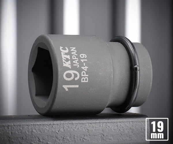 KTC インパクトソケット 差込角12.7mm(12.7sq.)(1/2) サイズ19mm 六角 ピン・リング付 (BP4-19P)(4989433150611) 京都機械工具