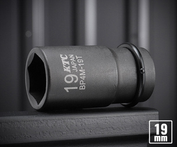KTC BP4M-19TP サイズ19mm ピン・リング付 12.7sq.インパクトレンチ用薄肉セミディープソケット