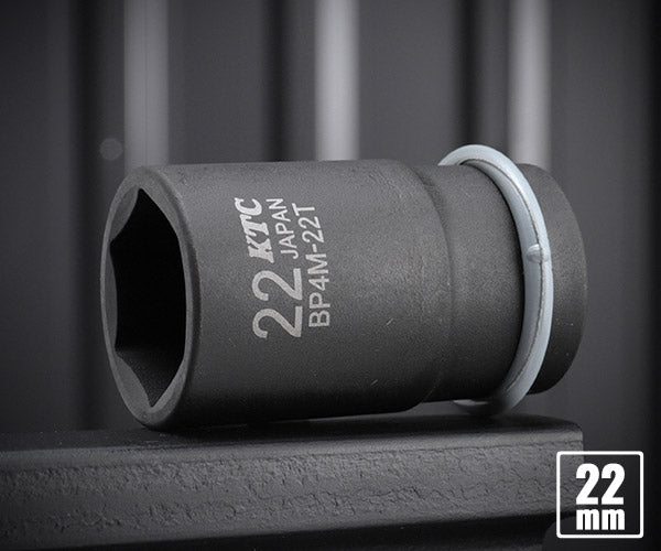 KTC BP4M-22TP サイズ22mm ピン・リング付 12.7sq.インパクトレンチ用薄肉セミディープソケット