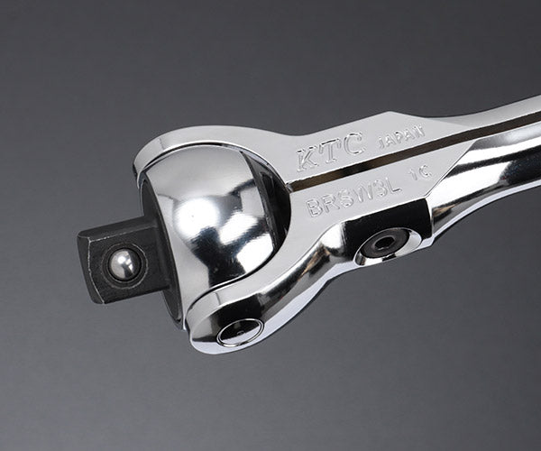 【11月の特価品】KTC BRSW3L 9.5sq. ロングスイベルラチェットハンドル コンパクトヘッド 送り角5°