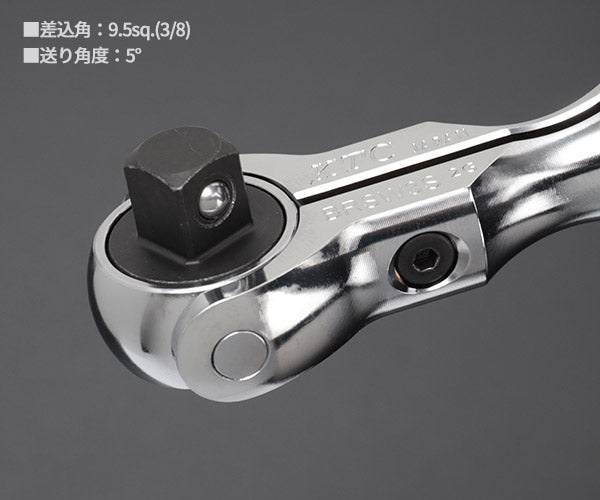 KTC BRSW3S 9.5sq. ショートスイベルラチェットハンドル コンパクトヘッド 送り角5° 3/8 9.5角 首振りラチェットハンドル